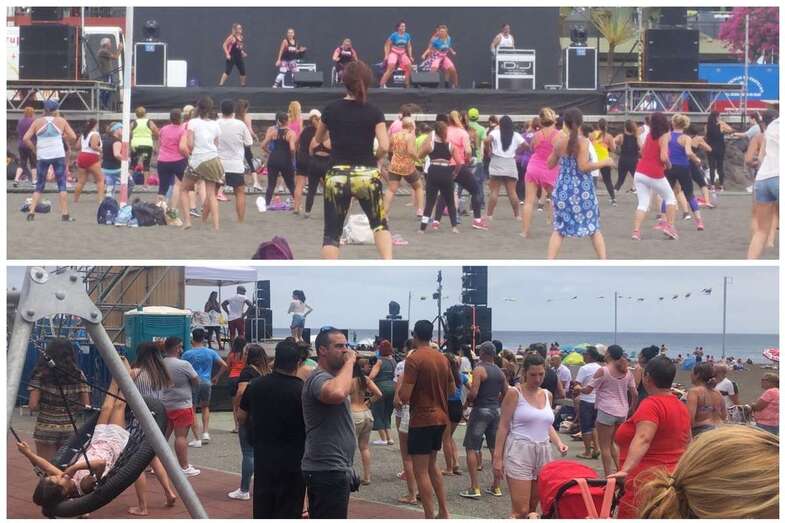 Momento de la clase magistral de zumba y del festival benéfico latino  (Foto TA)